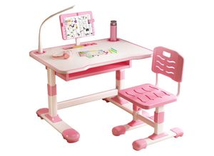 8711727226452 - Kindertisch- und Stuhlset mit Stauraum - Kinder-Schreibtisch - 73×70×46 cm - Rosa