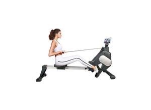 8711878271493 - Bigzzia - Rudergerät Magnetisches Rudergerät 16 Ebenen mit LED-Display Leise Gleitschiene für Home Gym Indoor Trainer Ausrüstung - Grau