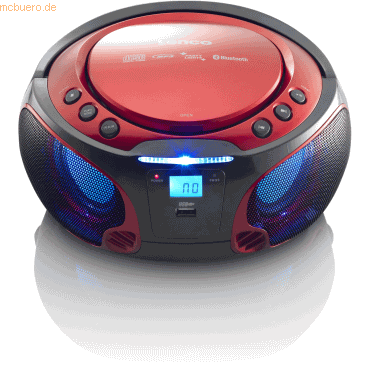 8711902034872 - SCD-550RD - Tragbares FM-Radio mit CD MP3-Player - Bluetooth - USB-Anschluß - Lichteffekte - Kopfhörerausgang - Rot