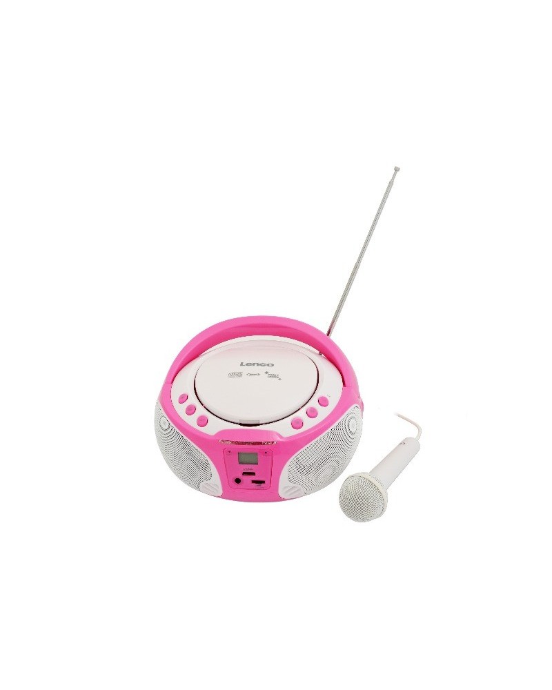 8711902034971 - SCD-650PK - Tragbares FM-Radio mit CD MP3-Player - USB-Anschluß - Karaoke - Mikrofon - Lichteffekte - Pink