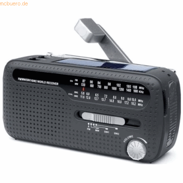 8711902079200 - MCR-112BK - Portable hand crank emergency radio flashlight and power bank in one - Black - FM - Mono - schwarz