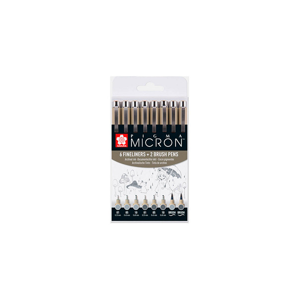 8712079474300 - 8 Pigma Micron Fineliner-Set farbsortiert 025 + 045 + 060 mm 8712079474300 8 Stück