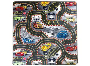 8712088603739 - Hamat Bv - Spielteppich Street Race Kinderteppich multicolor 100 % Polyamid mit Webkante rutschfeste Unterseite