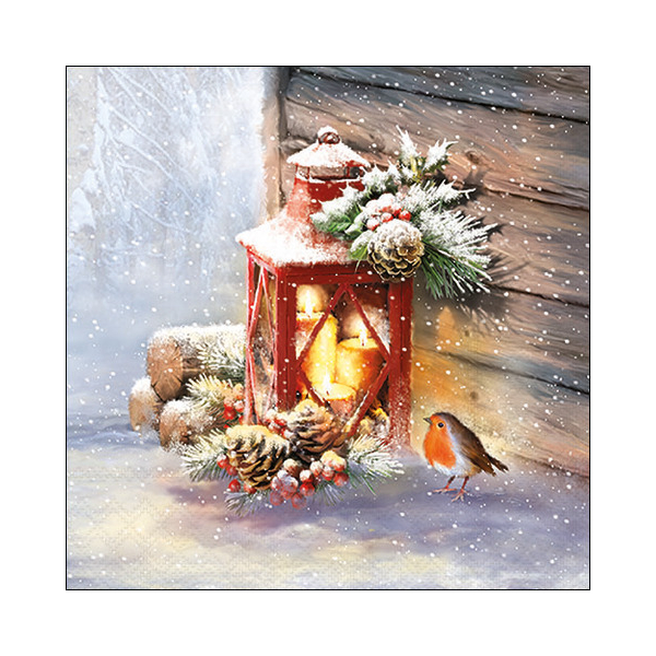 8712159147520 - WeihnMotivserviette 33x33cm  Robin 8712159147520 20 Stück