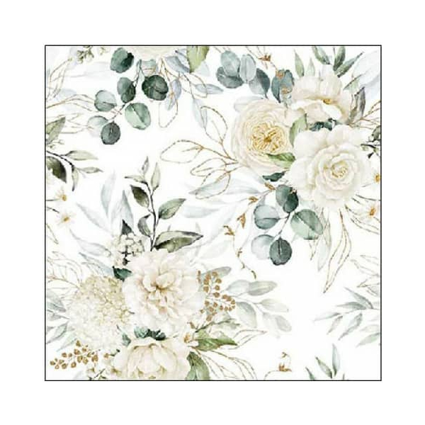 8712159194999 - Motivserviette 33x33cm Eukalypthus+Rosen 8712159194999 AMBIENTE