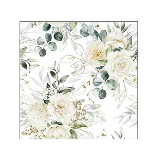 8712159197112 - Motivserviette 25x25cm Eukalyptus+Rosen 8712159197112 AMBIENTE