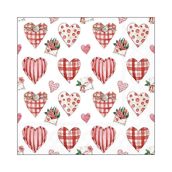 8712159202557 - Motivserviette 33x33cm Lovely hearts 8712159202557 AMBIENTE