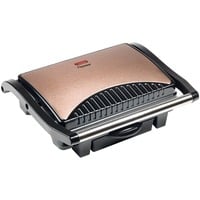 8712184055340 - Kontaktgrill für 2 Personen Panini-Maker mit Fettauffangschale & Antihaftbeschichtung 1000 Watt Farbe Kupfer