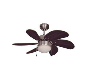 8712184058334 - Deckenventilator 50w 75cm 6 braune Holzklingen   Wenge-Stil Sommer- Winterschalter Ketten für 3 Geschwindigkeiten und für Beleuchtung (60 w max