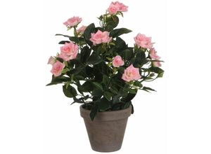 8712293483324 - Mica Decorations - Mica künstlicher Rosenstrauch rosa im Blumentopf 33 x 25 cm Dekoblumen