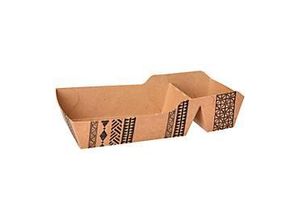 8712426308296 - Pommesbox Papstar Maori Einweg 2 Fächer mittel L 185 x B 100 x H 36 mm 100 % biologisch abbaubar & FSC®-zertifizierte Pappe braun 480 Stück