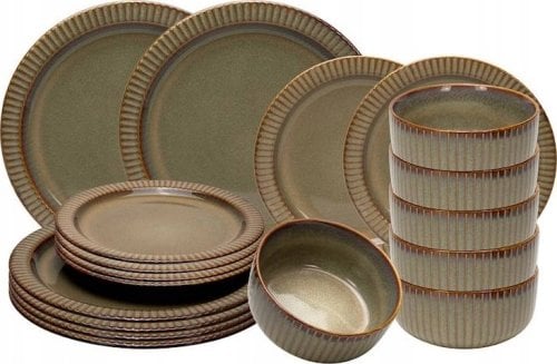 8712442838289 - Bistro-Geschirrset 18-teilig Braun - 6x Frühstücksteller - 6x Essteller - 6x Schüssel 8712442838289 - Bistro-Geschirrset 18-teilig Braun - 6x Frühstücksteller - 6x Essteller - 6x Schüssel