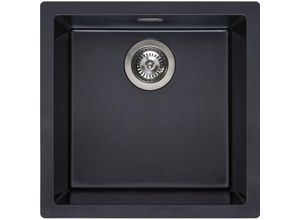 8712465034637 - Reginox - Einbauspüle 460x460 Amsterdam 40 - Küchenspüle mit praktischem Integral-Siebkorbüberlaufventil Granit schwarz
