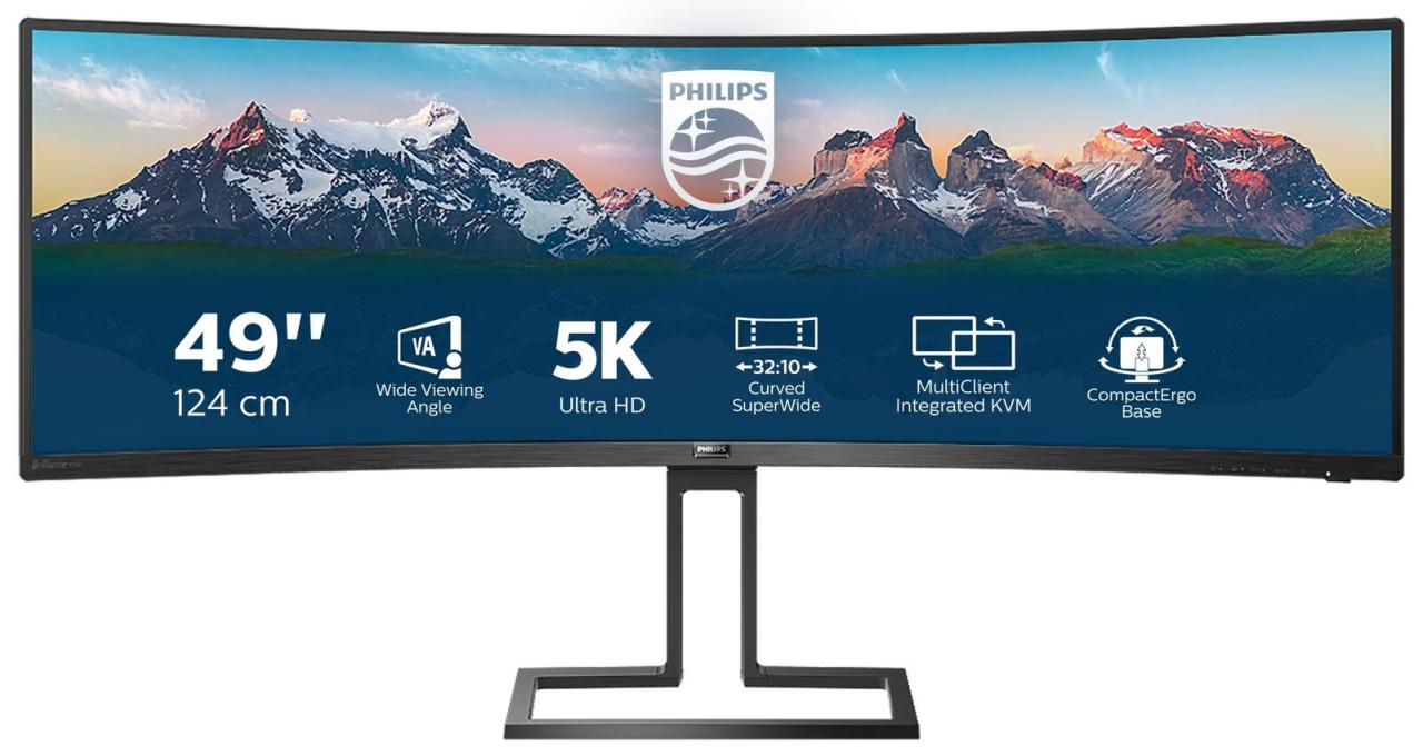 8712581767334 - P-Line 498P9 124cm (488) DQHD VA Monitor Curved 329 HDMI DP USB 60Hz