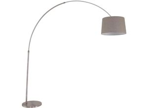 8712746092868 - Stehleuchte Bogenstehleuchte Bogenlampe Höhenverstellbar Textil grau E27 H 180cm