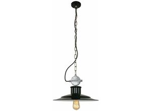 8712746104431 - Hängelampe Esstisch Pendelleuchte Retro Wohnzimmerlampe schwarz Vintage Schirmlampe Höhenverstellbar Metall silber 1x E27 Fassung DxH 40x195 cm