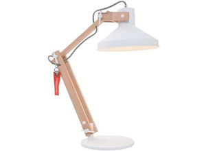 8712746108354 - - Tischlampe Tischleuchte Holzlampe Spot verstellbar Schreibtischlampe braun weiß