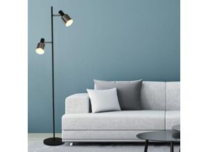 8712746125122 - Anne Light And Home - Stehleuchte Fjorgard in Schwarz und Silber E27 2-flammig - Schwarz