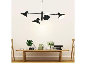 8712746132809 - anne light and home Pendelleuchte Kasket in Schwarz und Weiß E27 4-flammig - Schwarz