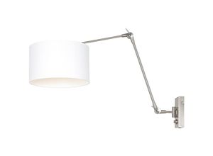 8712746145762 - Sienna Lighting - Sienna Prestige Chic Wandleuchte mit Schirm Stahl gebürstet Chintz Weiß