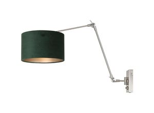 8712746145793 - Sienna Lighting - Sienna Prestige Chic Wandleuchte mit Schirm Stahl gebürstet Velours Grün