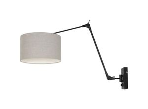 8712746145892 - Sienna Lighting - Sienna Prestige Chic Wandleuchte mit Schirm Mattschwarz Leinengrau