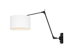 8712746145908 - Sienna Lighting - Sienna Prestige Chic Wandleuchte mit Schirm Mattschwarz Leinenweiß