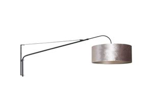 8712746146042 - Sienna Lighting - Sienna Elegant Classy Wandleuchte mit Schirm Mattschwarz Samtsilber