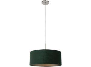 8712746146189 - Sienna Lighting - Sienna Sparkled Light Zylindrische Pendel-Deckenleuchte aus gebürstetem Stahl samtgrün