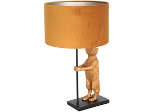 8712746151848 - Tischleuchte Beistellleuchte Schirmlampe Erdmännchen gold Textil schwarz matt