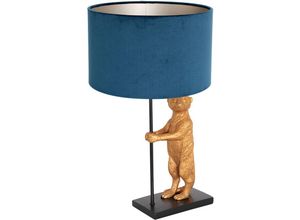 8712746151855 - Tischleuchte Beistellleuchte Schirmlampe Erdmännchen gold Textil blau schwarz