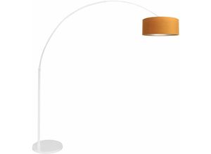 8712746152364 - - Stehleuchte Standlampe Bogenleuchte Wohnzimmerlampe Velours Gold Weiß h 180 cm