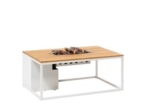 8712757459070 - COSI Feuertisch Cosiloft 120 weiß Teak Loungetisch Gartentisch Feuerstelle