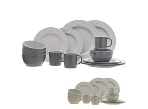 8712757479474 - TRAVELLIFE Melamin Geschirr Set Palma Camping Glasierte Keramik Optik 16 teilig Farbe grey