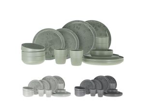 8712757482726 - TRAVELLIFE Melamin Geschirr Set Palma Camping Reise Keramik Optik 16 teilig Farbe Light Grey