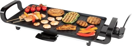 8712876094282 - GP450B - Tischgrill - Glatte gerippte Grillfläche 45 x 25 cm - Antihaftbeschichtung - 2000 Watt - Griddle - Schwarz