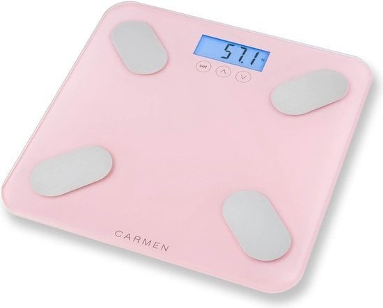 8712876440089 - CBS0301P - Personenwaage - Wiegt bis zu180 KG - Digital - Körperanalyse BMI - Speicher für bis zu 10 Benutzer - Pink