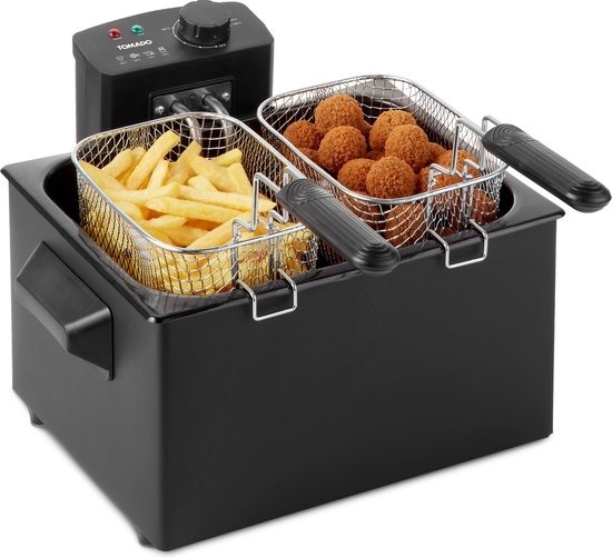 8712876501506 - TDF5001B - Fritteuse - 5 Liter - Kaltzonenfritteuse - 1 großer und 2 kleine Körbe - Schwarz