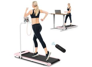 8712962260188 - Bigzzia - Klappbares Laufband 2 in 1 Elektrisches Laufband - Einstellbare Geschwindigkeit 1-10 km h - Mit Armlehne und LCD-Bildschirm Rosa - Rosa