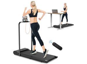 8712962260249 - Klappbares Laufband 2 in 1 Bigzzia Elektrisches Laufband - Einstellbare Geschwindigkeit 1-10 km h - Mit Armlehne und LCD-Bildschirm Schwarz - Schwarz