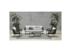 8713002803204 - CANBERRA Rope Alu Lounge Gartenmöbel Set Sitzgruppe grau