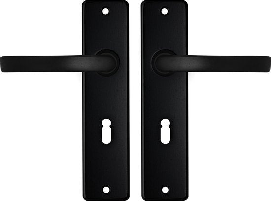 8713249331881 - AXA Edge Basic Door Hardware Set Innentür - SL55 - Drückerblock auf Schild mit Schlüsselloch - Schwarz