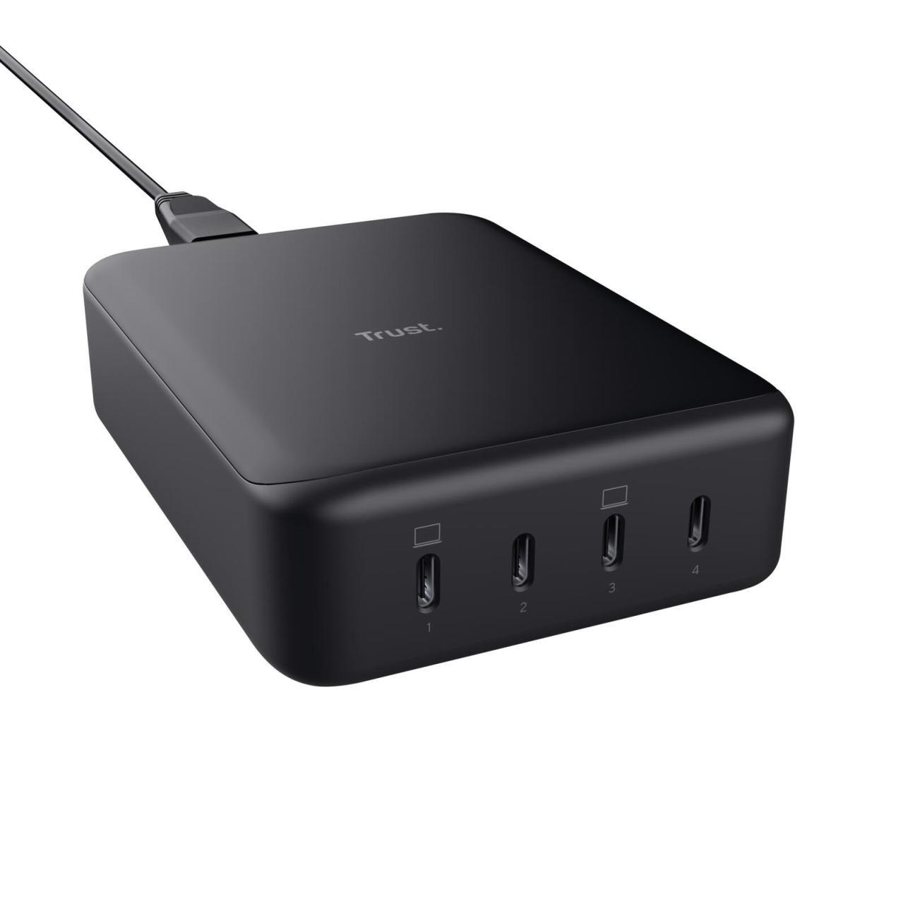 8713439254136 - 0 Maxo 240 W GaN USB-C Tischladegerät mit 4 Anschlüssen - Schwarz EU