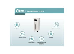 8713508785141 - H 824 Luftbefeuchter - 310m³ - xl 20L - 360° Vernebelung - Weiß - Raumbefeuchter Humidifier - Qlima