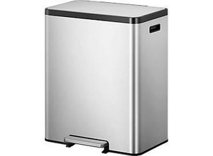8713631187065 - EKO Treteimer EcoCasa Edelstahl gebürstet fingerabdrucksicher 36 + 24 Liter gedämpfte Deckel B 526 x T 373 x H 660 mm silber