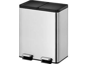 8713631191994 - EKO Treteimer Essential Recycler 2 x 20 Liter Edelstahl fingerabdrucksicher Stay-open-Funktion B 463 x T 332 x H 592 mm silber schwarz