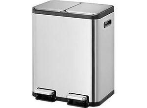 8713631192014 - EKO Treteimer EcoCasa Edelstahl gebürstet fingerabdrucksicher 2 x 30 Liter gedämpfte Deckel B 530 x T 372 x H 665 mm silber