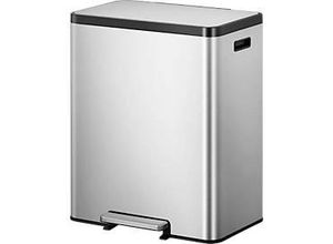 8713631192021 - EKO Treteimer EcoCasa Edelstahl gebürstet fingerabdrucksicher 2 x 30 Liter gedämpfte Deckel B 526 x T 373 x H 660 mm silber