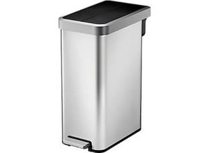 8713631193493 - EKO Treteimer Ecofly II Edelstahl fingerabdruckfest geräuschloser Deckel B 280 x T 495 x H 650 mm 45 Liter silber schwarz