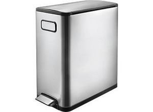 8713631712311 - EKO Treteimer Ecofly II 20 Liter Edelstahl fingerabdruckfest geräuschloser Deckel B 250 x T 375 x H 465 mm silber schwarz